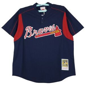 John Smoltz Atlanta Braves Mitchell & Ness MLB L Large Authentic Jersey Navy NWT
